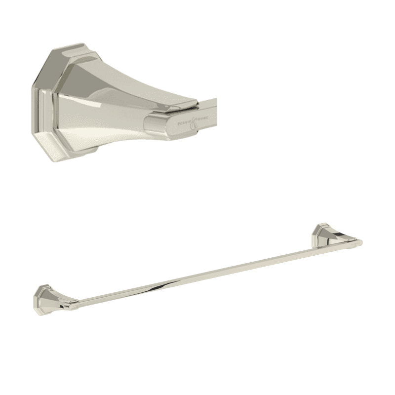 24" Towel Bar, Polished Nickel, 2.38" H x 24" L x 3" D