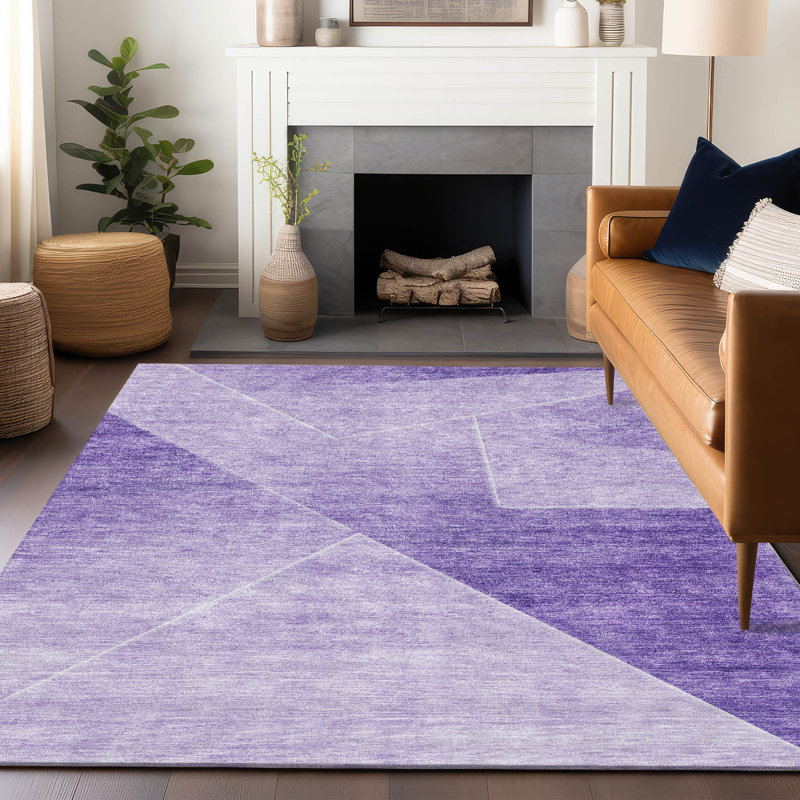 Tapis mauve de qualité supérieure lavable à la machine Prisco, Rectangle 5 pi x 7 pi 6 po