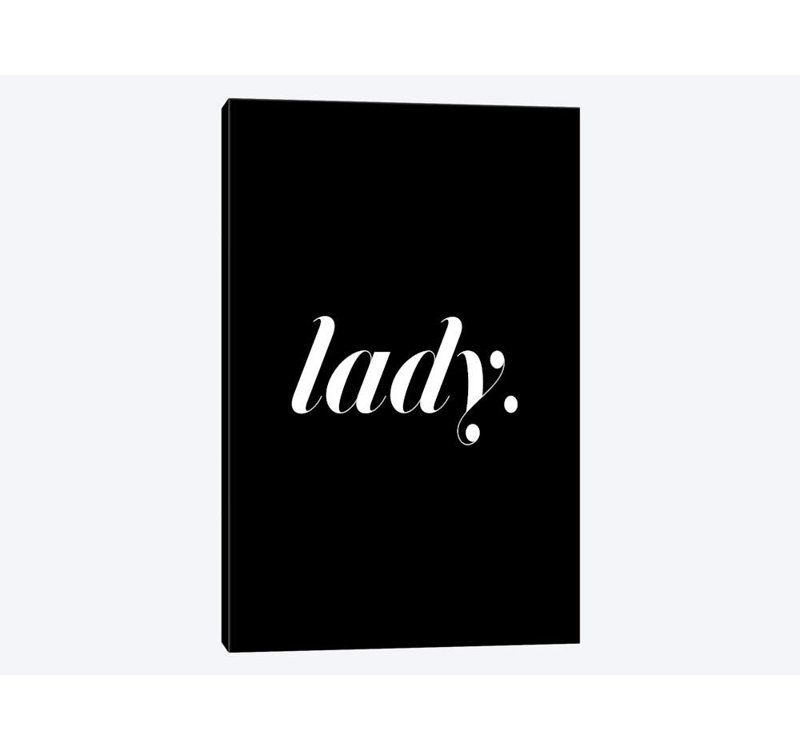 « lady black », art textuel sur toile, H 12 po x l 8 po x P 0,75 po, Toile tendue, Pas de tapis