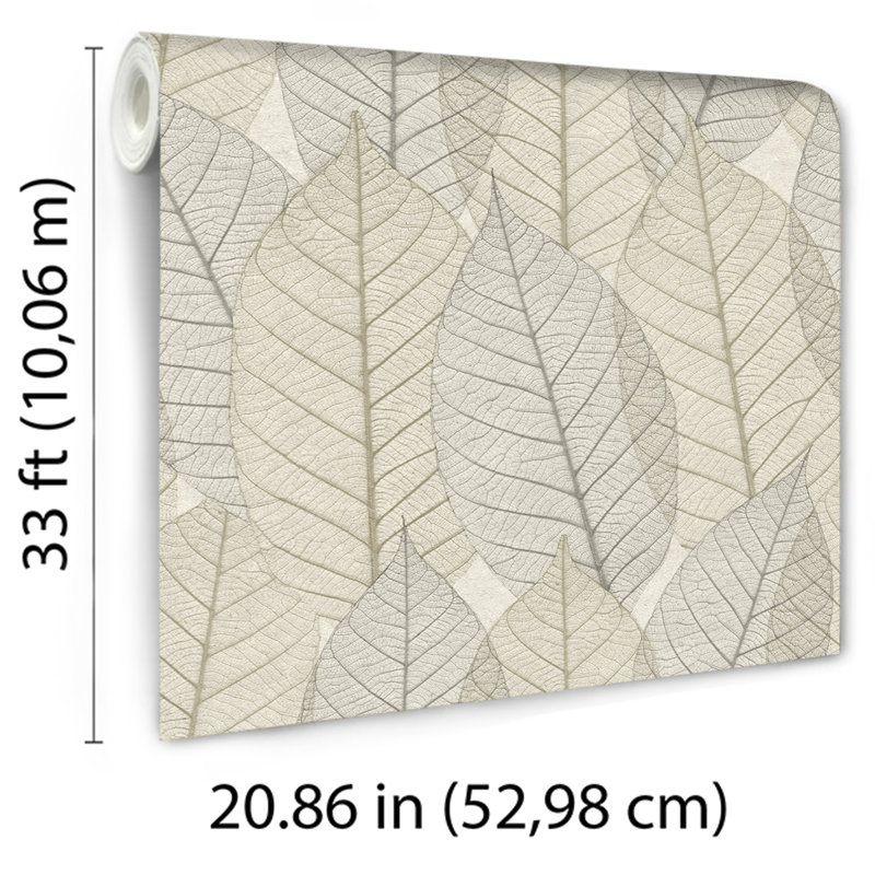Papier peint à feuilles, Cream