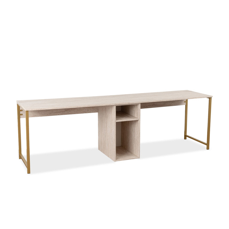 Bureau d'étude 95 po pour 2 personnes, Traverten / or