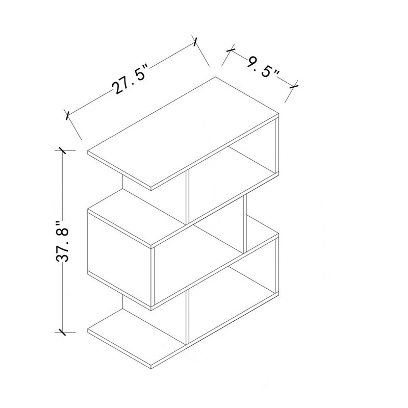 Bibliothèque simple à trois couches, H 37,8 po x l 27,56 po x P 9,45 po, Blanc