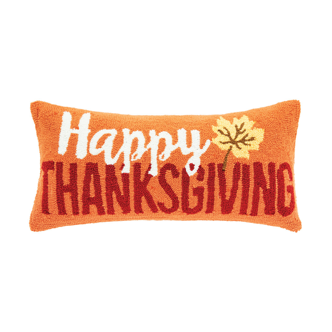 Rectangle XL "Happy Thanksgiving" Script Hooked Accent Throw Pillow C&F Home