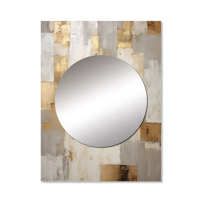 Klong Beige And Gold Minimalism Modern Scandinavian Zen Art - Scandinavian Decorative Mirror, Beige Wall Mirror, Printed Metal Art