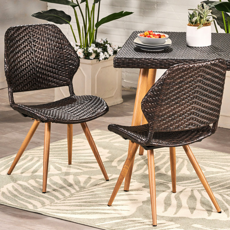 Élégantes chaises de salle à manger 2 pièces - Structure en fer et siège de soutien pour l'extérieur de 2 sièges