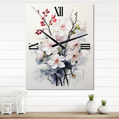 Art asiatique fleurs d'orchidées III - horloge murale moderne asiatique