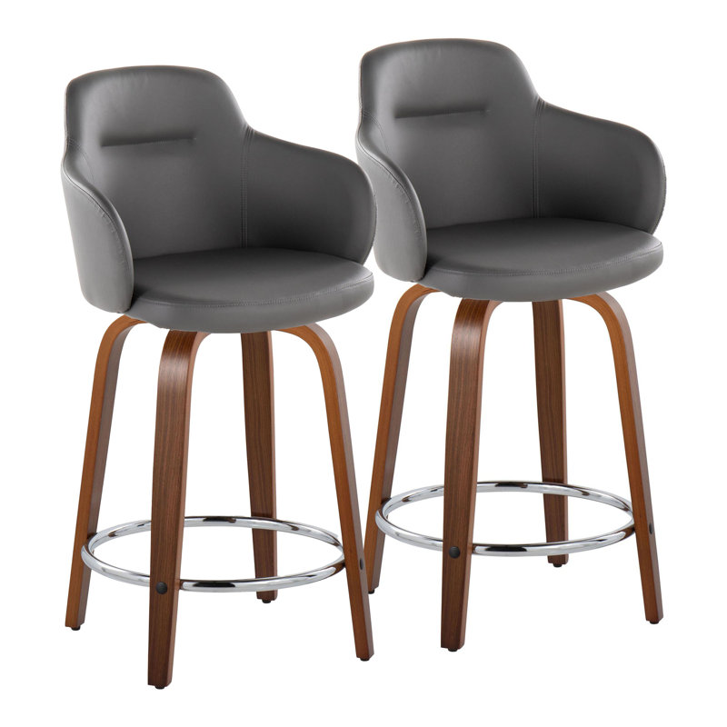 Tabouret de comptoir 24 po Boyne, Noyer / Chrome, Noir