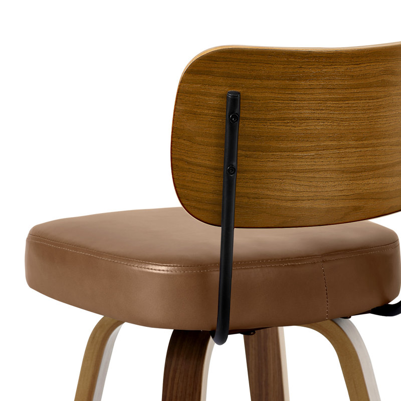 26" Swivel Upholstered Counter Height Bar Stool, Brown, 3