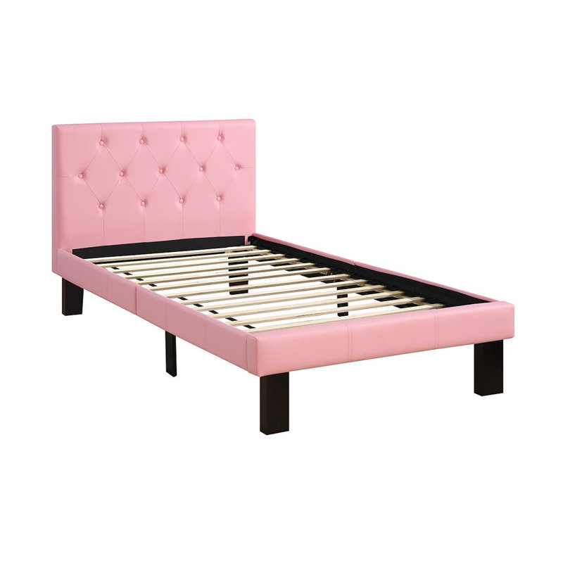 Robbyn Vegan Leather Platform Bed, Full, Pink