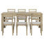 Ensemble de table de salle à manger extensible en bois Trexm 7 pièces avec rallonge 12 po et 2 tiroirs, 6 chaises avec coussin moelleux-1100464126-1100464065-1100464064