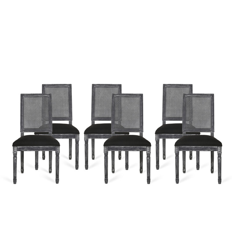 Chaise de salle à manger, 6, Noir, Gris foncé