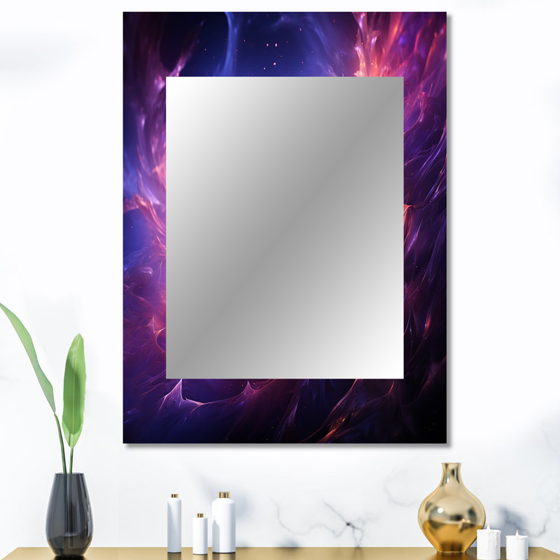 Purple Pink Abstract Fractal Cosmic Fusion - Fractals Unique Wall Mirror Decor, Purple Large Mirror, Printed Metal Art