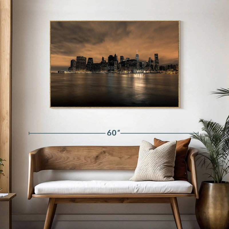 Ah New York, Cadre flottant en bois naturel, 25 po x 17 po