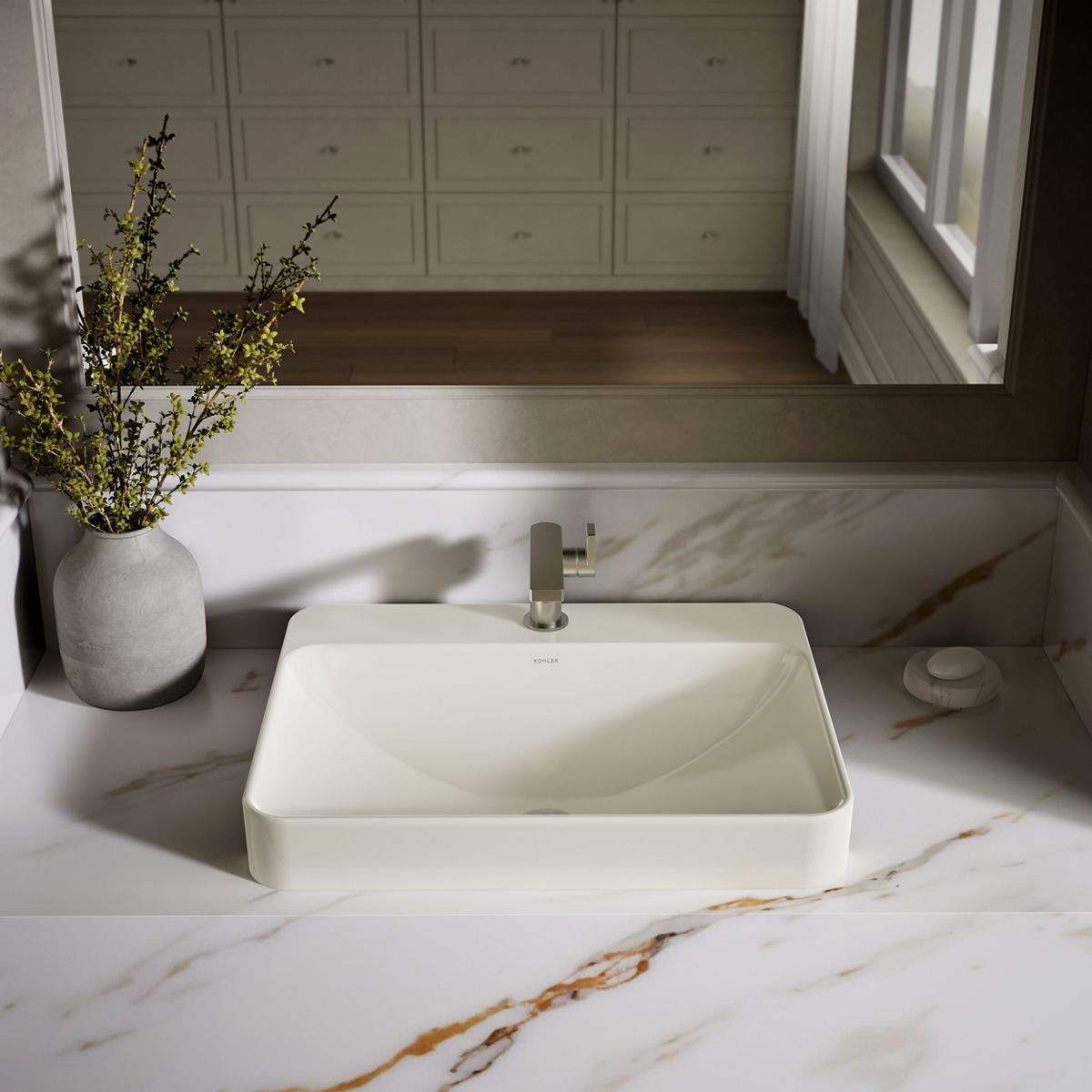 Vox Rectangular Vessel Sink, Biscuit, 1