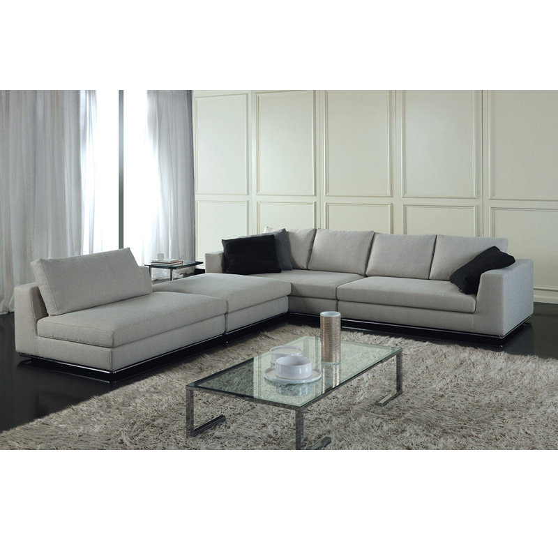 Canapé modulaire faisant face à la droite en microfibre / microsuède de 118,1 po de large Leonard, Mérinos