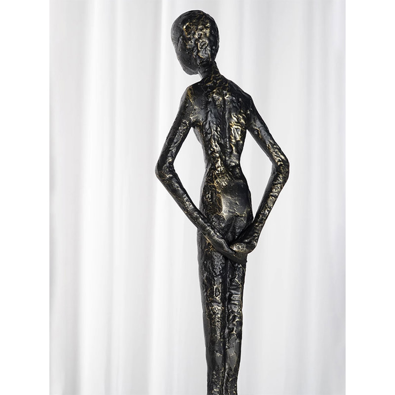 Abstract Tall Human Figurine Hands Behind Back Pose With Square Base