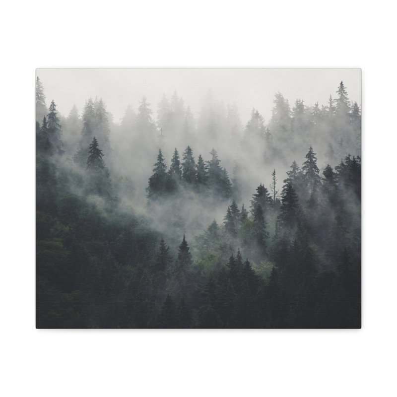 «Misty Pine Tree Green Forest Nature Wilderness», reproduction d'art sur toile