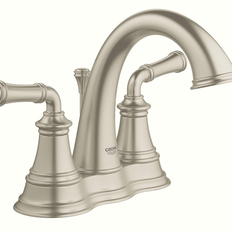 Grohe Gloucester 2 Handle Bathroom Faucet, 4 Inch, Centreset, 1.2 GPM, Brushed Nickel