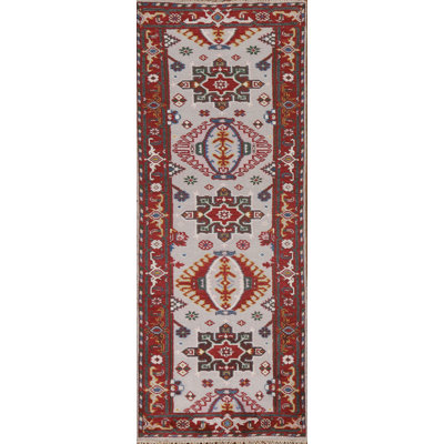 Tapis de couloir gris en laine 3x8