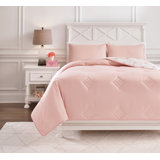 Ensemble d'édredon réversible en microfibre rose 3 pièces Loert