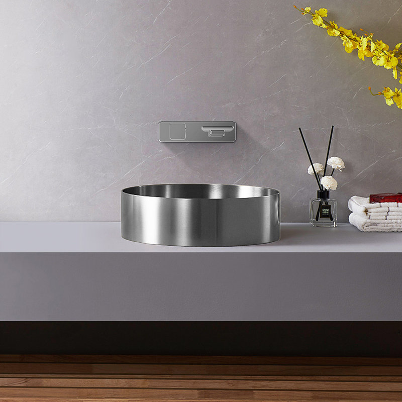 15.7'' L Bathroom Sink, Brushed Silver