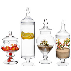 Glass Apothecary Jars Large Set of 3, H-16, 12.5, 10 Candy Buffet  Canister