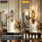 Antique Brass Wall Sconce With Hand Blown Glass Shade & Crystal Pendant