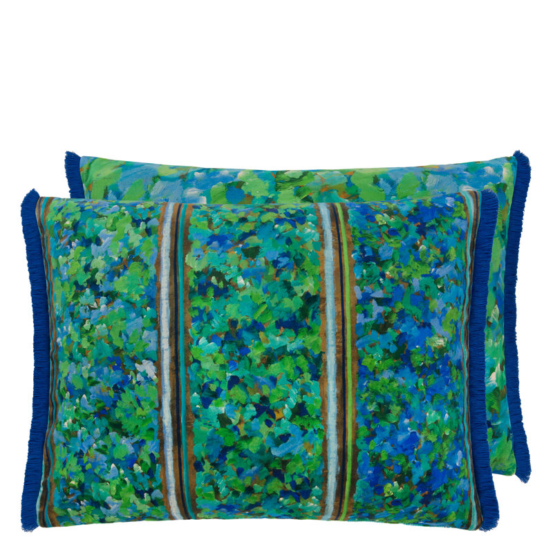 Sanzai Velours Decorative Pillow, Cobalt