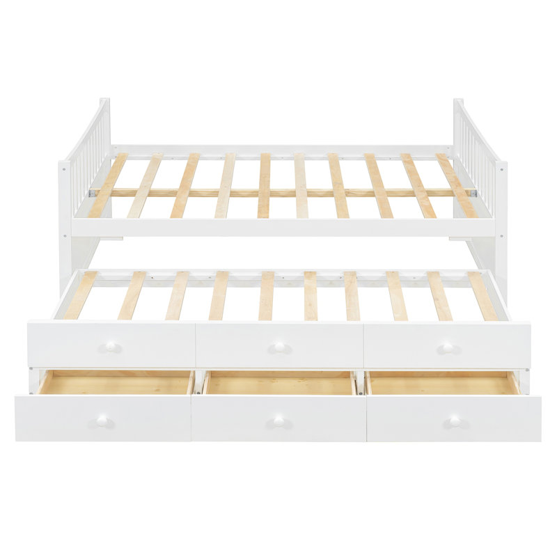 Daybed with Trundle and Drawers, White