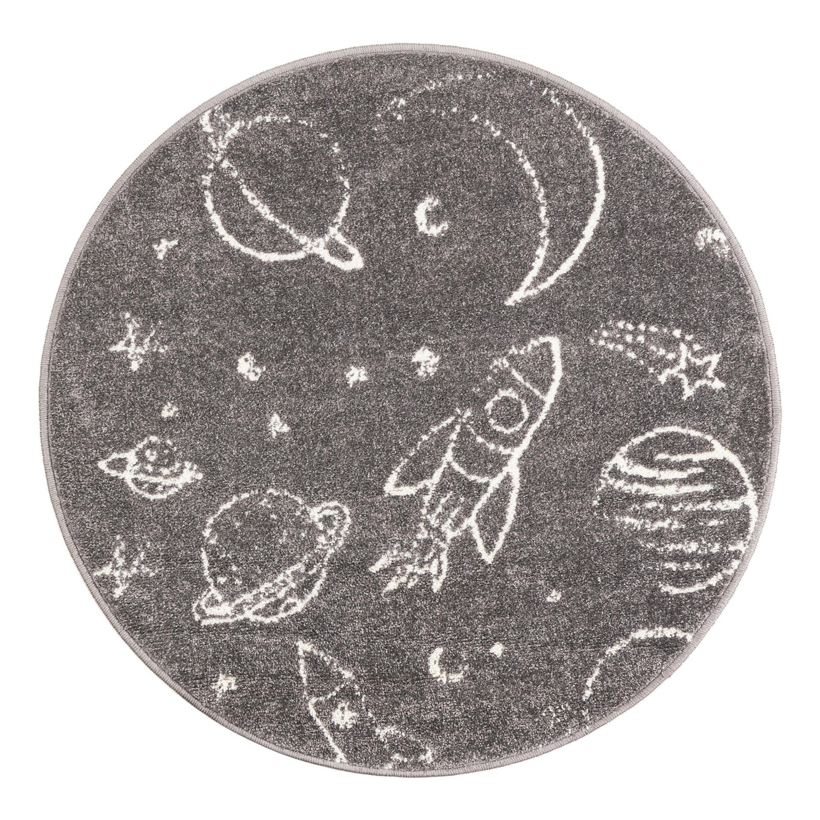 Kids Rug, Gray, Round 3'3" 