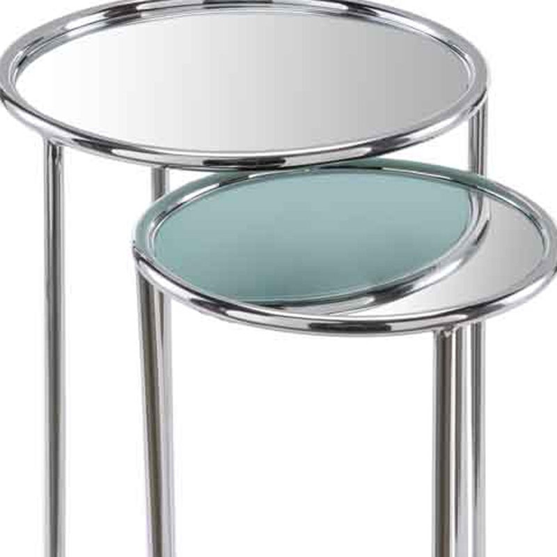 Schenectady 22" Silver Aluminum Round Mirrored End Table