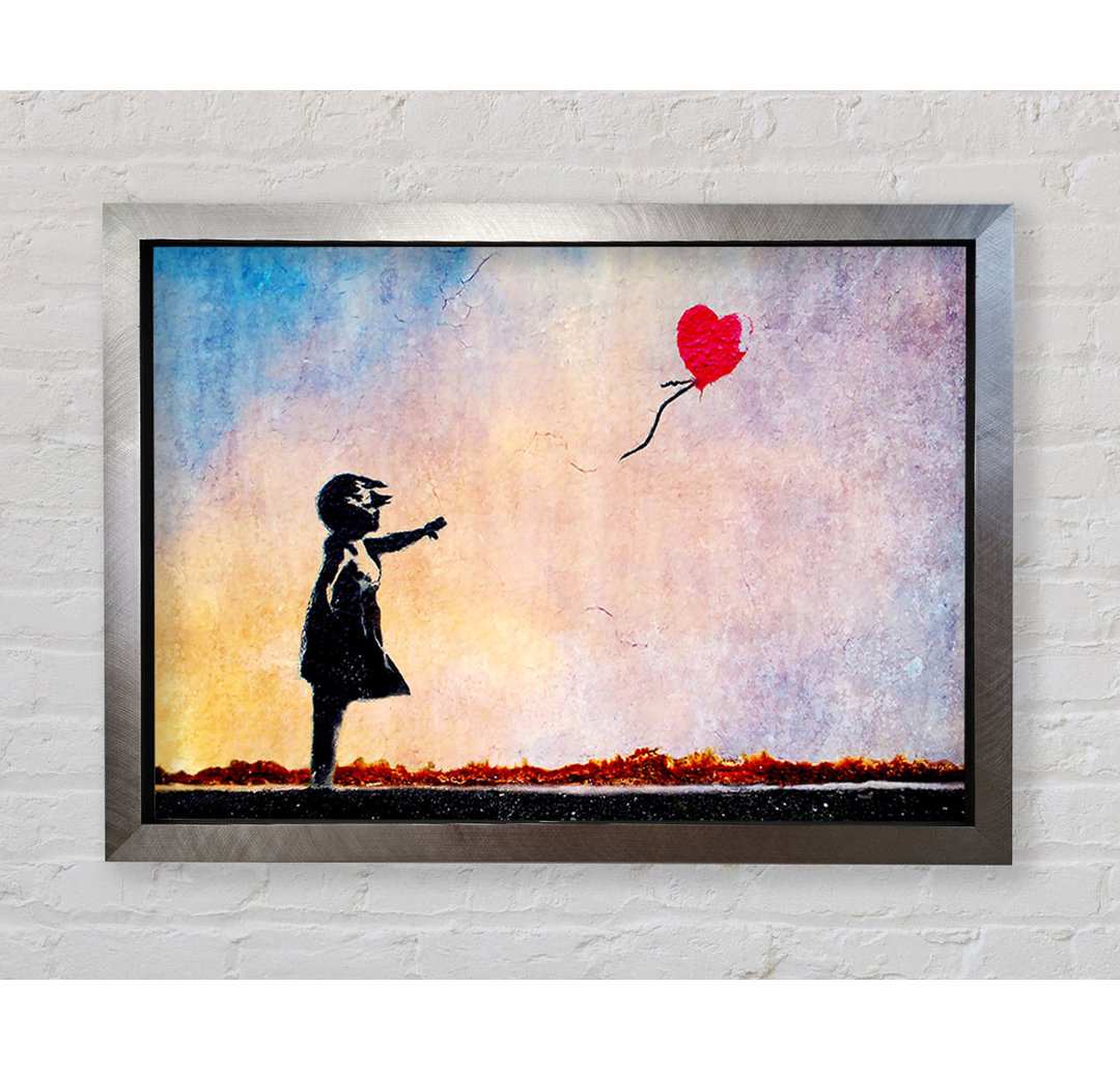 Love Heart Balloon Sunset - Einzelbildrahmen Kunstdrucke