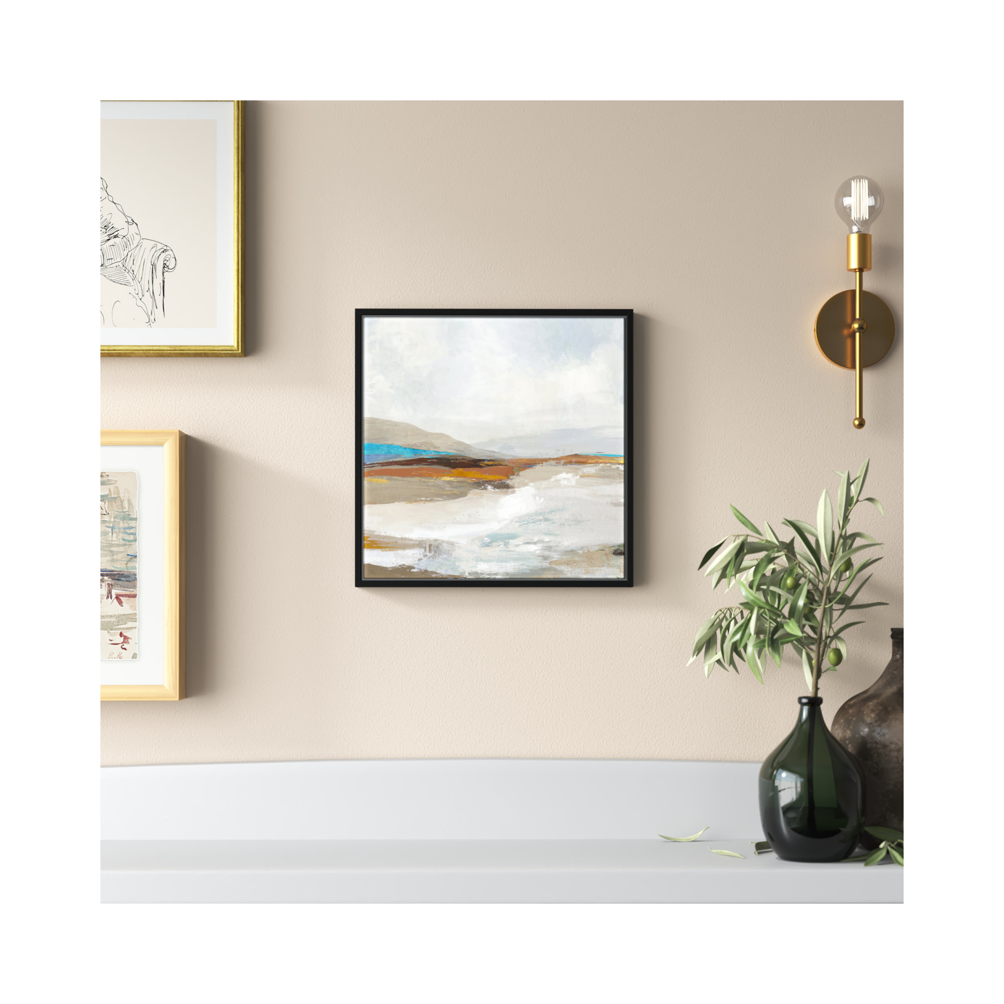 Soft Sea I by Allison Pearce - Floater Frame Print on Canvas, Black Framed, 13.5" H x 13.5" W