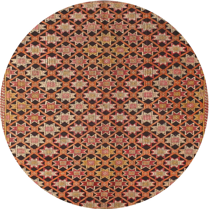 Tapis brun contemporain, Rond 3 pi