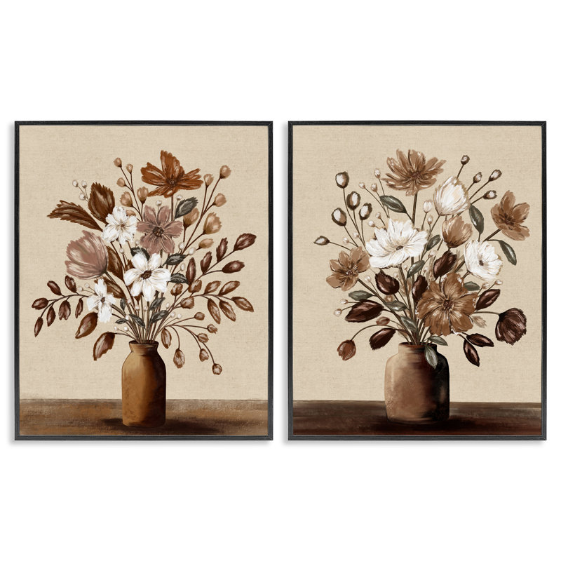 Ensemble de 2 giclées encadrées Moka Bouquet Vases, design par Kristen Dalpiaz, H 30 po x l 48 po