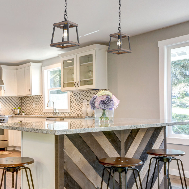 Daniela 1 - Light Single Pendant, Rustic Oak Wood Accents