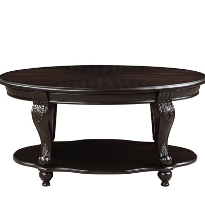 Table basse ovale pour salon, 2 pièces en bois massif avec rangement, facile à monter, hauteur 42 pouces (107 cm), étagère, finition antique, à assembler.