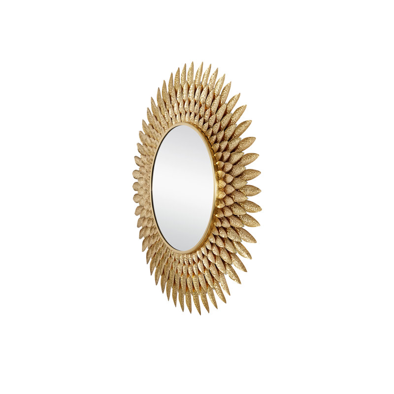 Plume Round Brass, Engineered Wood Mirror