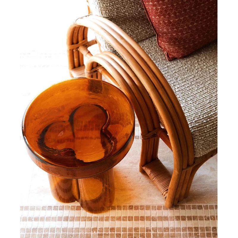 Glass End Table, Amber