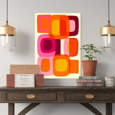 Canvas Wall Art Retro Geometric Square Pattern Print Poster Vintage Poster Print Home Decor
