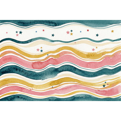Papier peint texturé à l'aquarelle avec vagues rayées étoilées