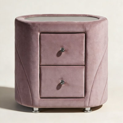 Pink Upholstered 2-drawer Nightstand