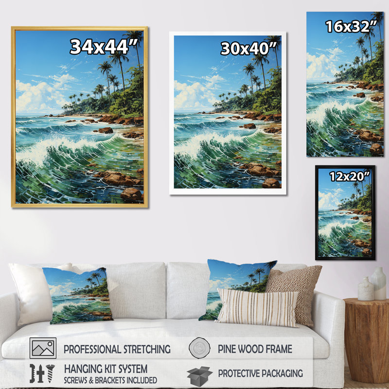 Beniah Palm Trees Palms V, reproduction d'art sur toile, H 20 po x l 12 po x P 1 po, Cadre photo noir