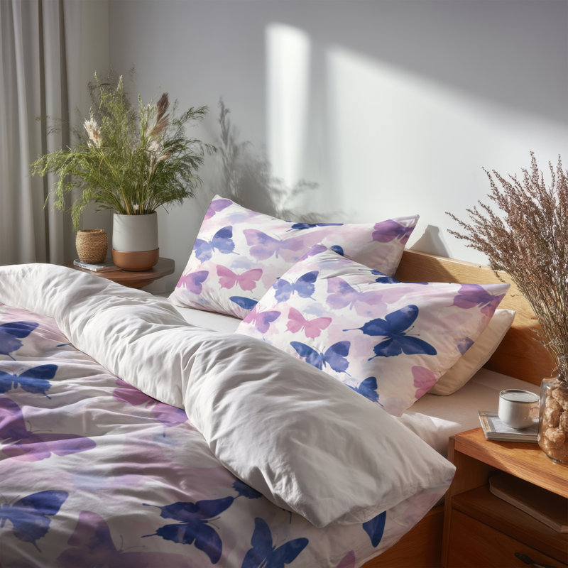 Ensemble de housse de couette 3 insectes - brume papillon Airy, Housse de couette grand et 2 taies décoratives