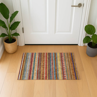 Premium Machine Washable Mayfield AMF2218 Striped Rug
