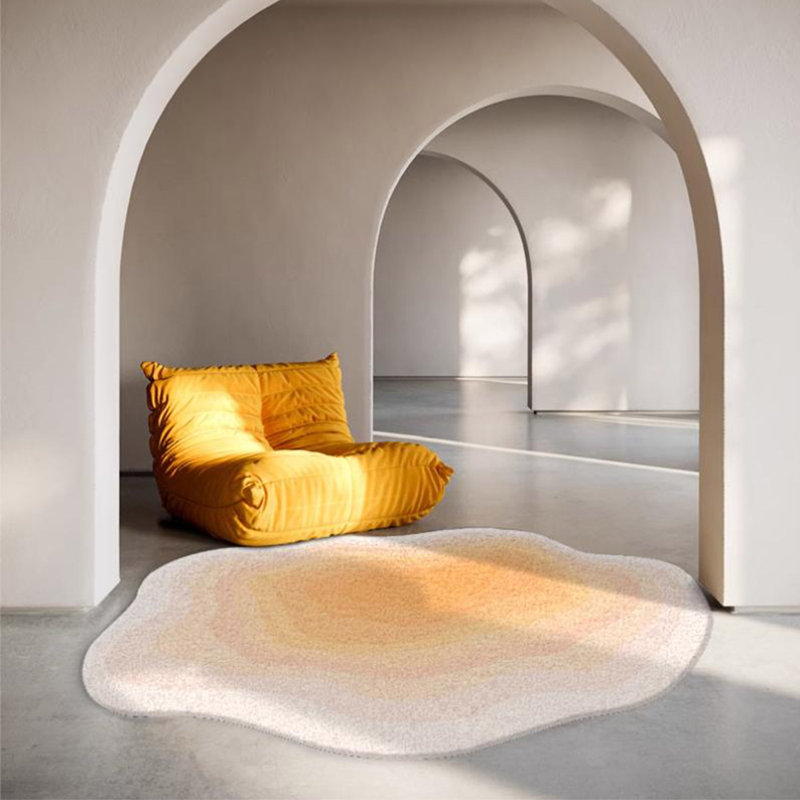Modern Abstract Area Rug, Gradient Irregular Carpets For Living Room, Cloud Shape Bedside Rug, Non-slip Washable Large Area For Bedroom Entryway Dorm Kitchen,  Champagne