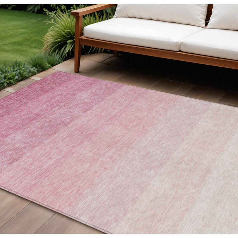 Tapis ombré lavable pour l'extérieur 8 pi x 10 pi rose