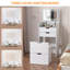 Coiffeuse et tabouret, ensemble de coiffeuse multifonctionnel 3-en-1, comprenant trois modes d'éclairage, miroir HD, deux tiroirs coulissants et tabouret de rangement caché-1120843934