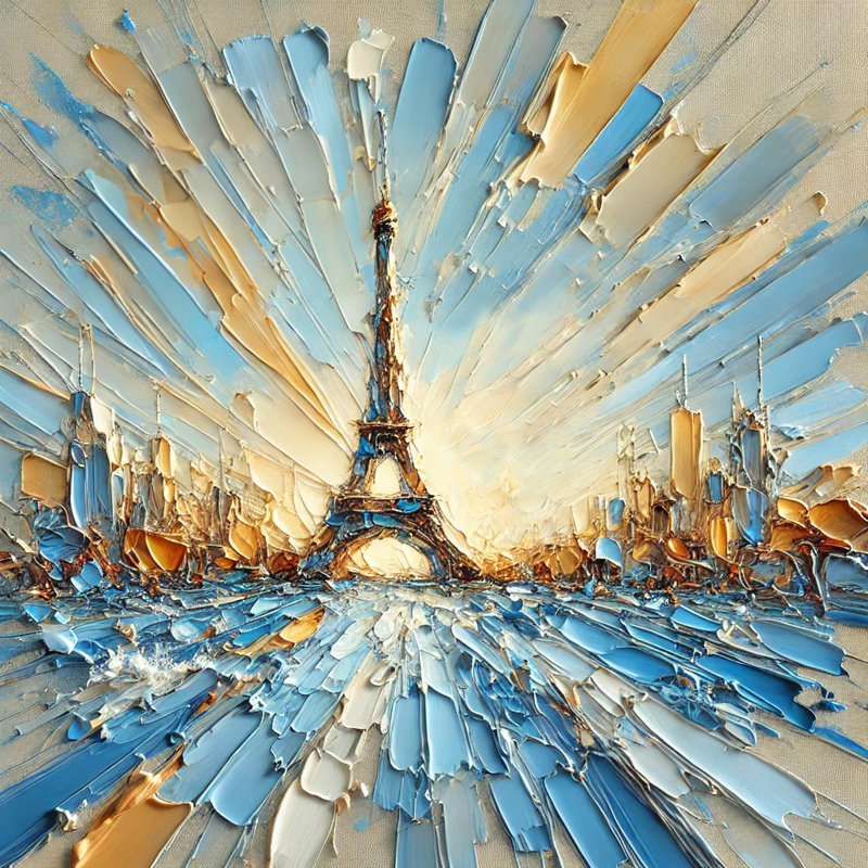 Radiant Eiffel Tower Abstract Wrapped Canvas Wall Art, 40" H x 40" W x 1.5" D