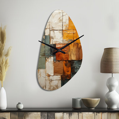 Hardedge Art Earthy Euphony I - grande horloge murale multicolore - forme unique